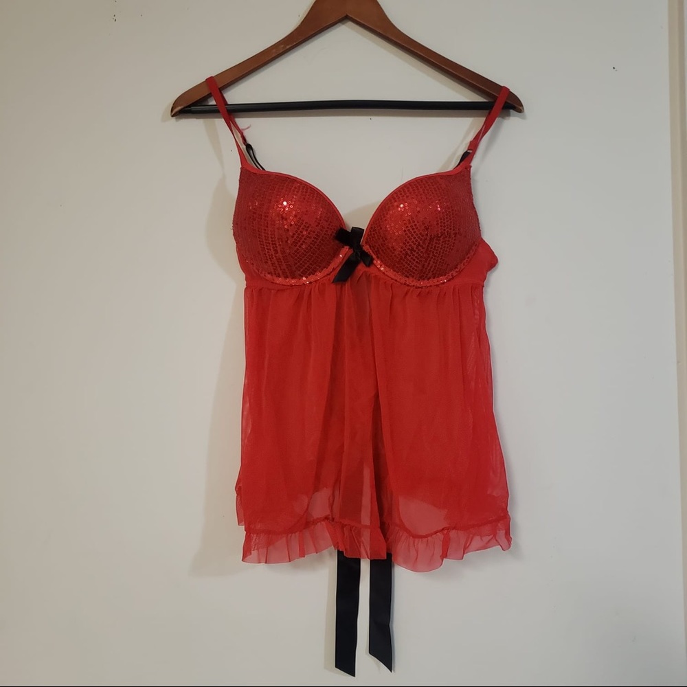 NWOT True Desire sexy sheer baby doll with sequins